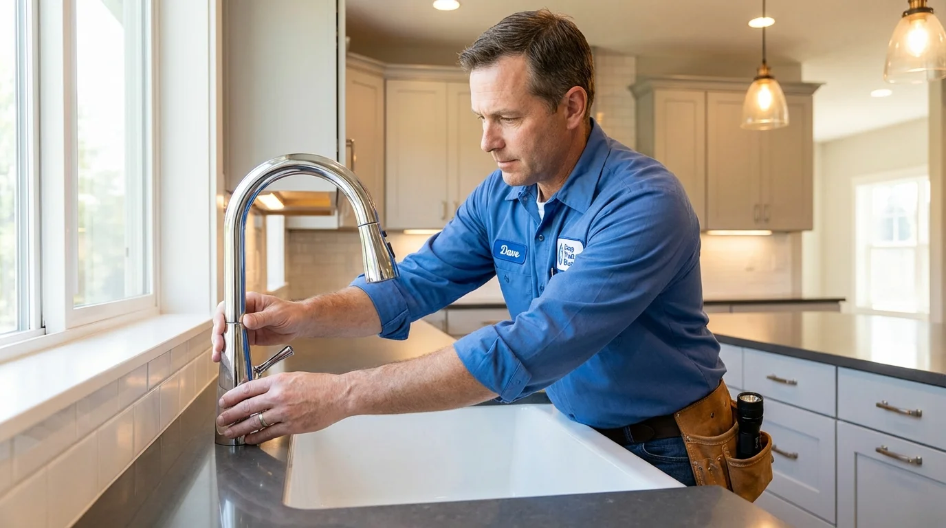 Kitchen faucet installation by Johns Plumbing LLC in Belmont